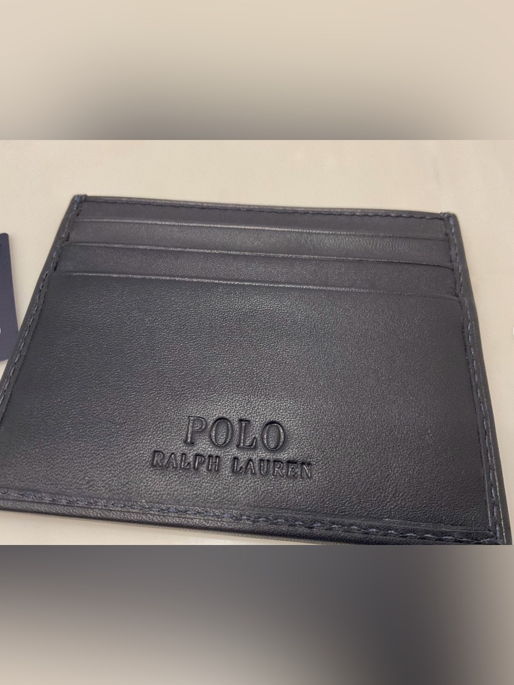 NEW Polo Ralph Lauren BASKETBALL BEAR Leather Slim Card Case Wallet - BLUE - Picture 3 of 4